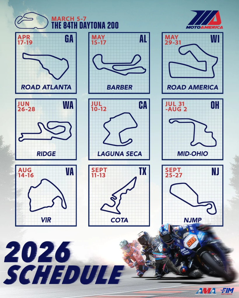 MotoAmerica Reveals 2026 Racing Calendar - Roadracing World Magazine ...
