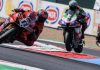 Nicolo Bulega (11), Alex Lowes (22) and Sam Lowes (14) at Magny-Cours. Photo courtesy Dorna.