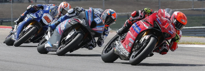 The big three: Josh Herrin (1), Cameron Beaubier (6) and Bobby Fong (50). One of them will be crowned as the 2025 MotoAmerica Superbike Champion at the conclusion of this weekend's final round at New Jersey Motorsports Park. Photo by Brian J. Nelson