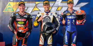 The top three in SW-Motech Superbike qualifying: (L to R) Waters, West and Jones. Photo courtesy ASBK.