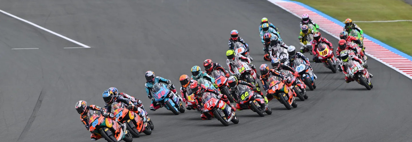 Moto3 race start. Photo courtesy Dorna.