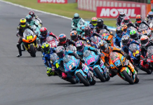 Moto2 race start at Motegi. Photo courtesy Dorna.