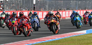 MotoGP Race start at Motegi. Photo courtesy Dorna.