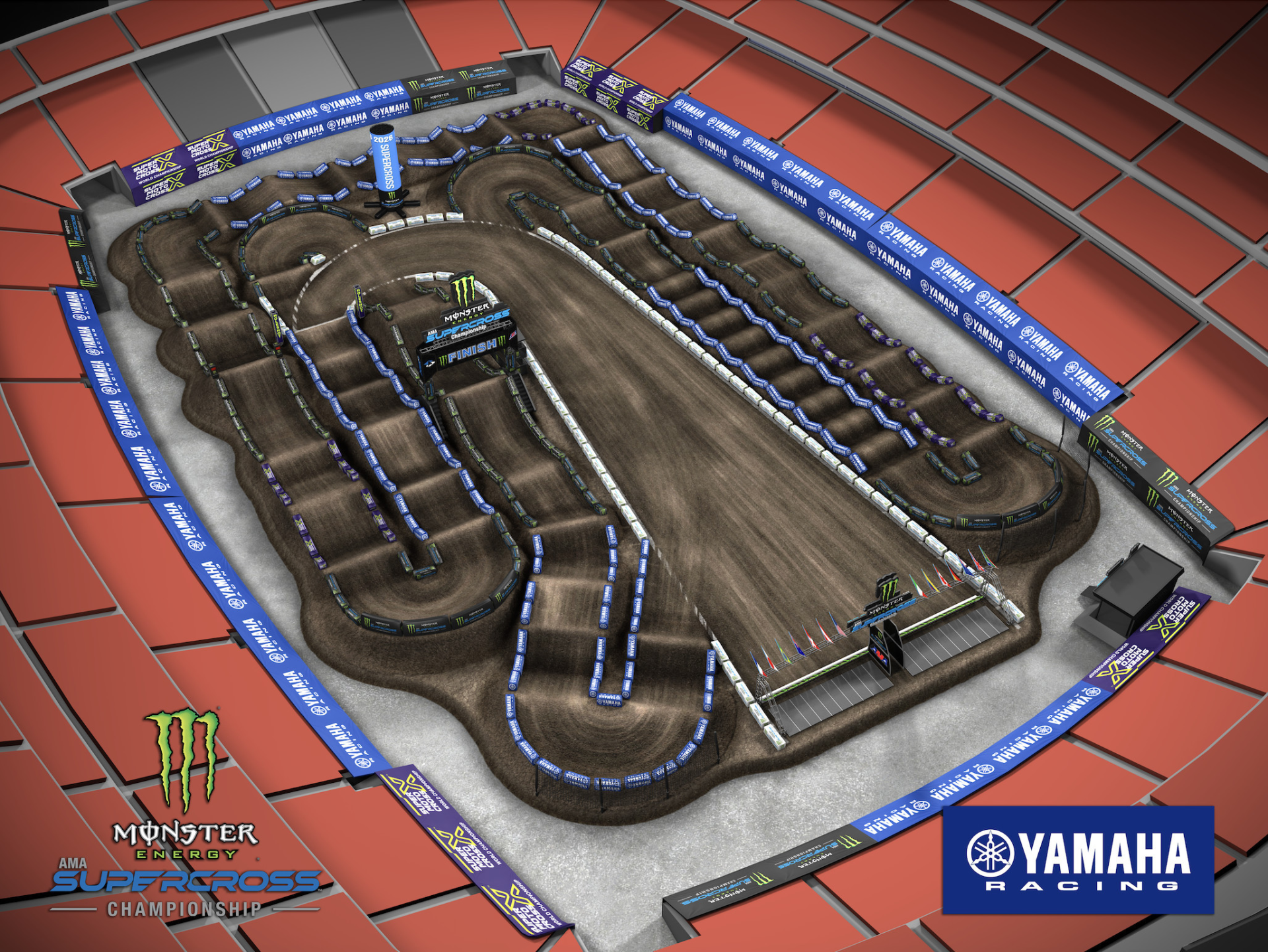 The custom-built Supercross track planned for Round 14 at Huntington Bank Field in Cleveland will feature one of the longest start straights of the season, running the entire length of the field. Photo courtesy Feld Motor Sports