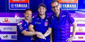 From left to right, Gino Borsoi, Jack Miller and Paolo Pavesio. Photo courtesy Yamaha Motor Racing Srl