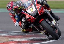 Kyle Ryde riding his Nitrous Competitions Racing Yamaha at Donington Park. Photo courtesy BSB.