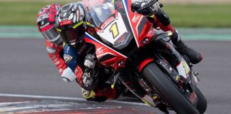 Kyle Ryde riding his Nitrous Competitions Racing Yamaha at Donington Park. Photo courtesy BSB.