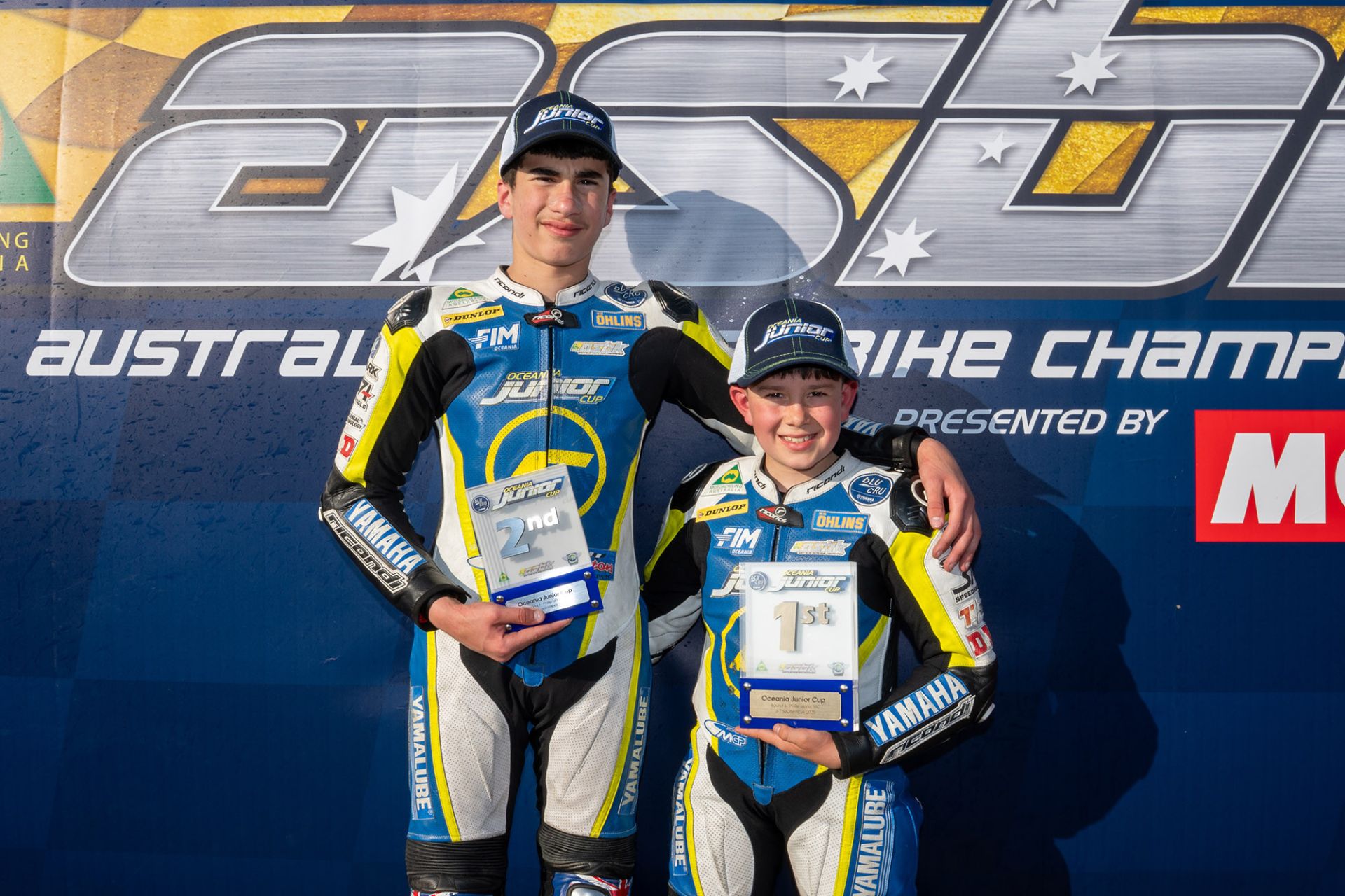 The top two at Phillip Island: Xavier Curmi (left) and Callum Campbell. Photo credit RbMotoLens