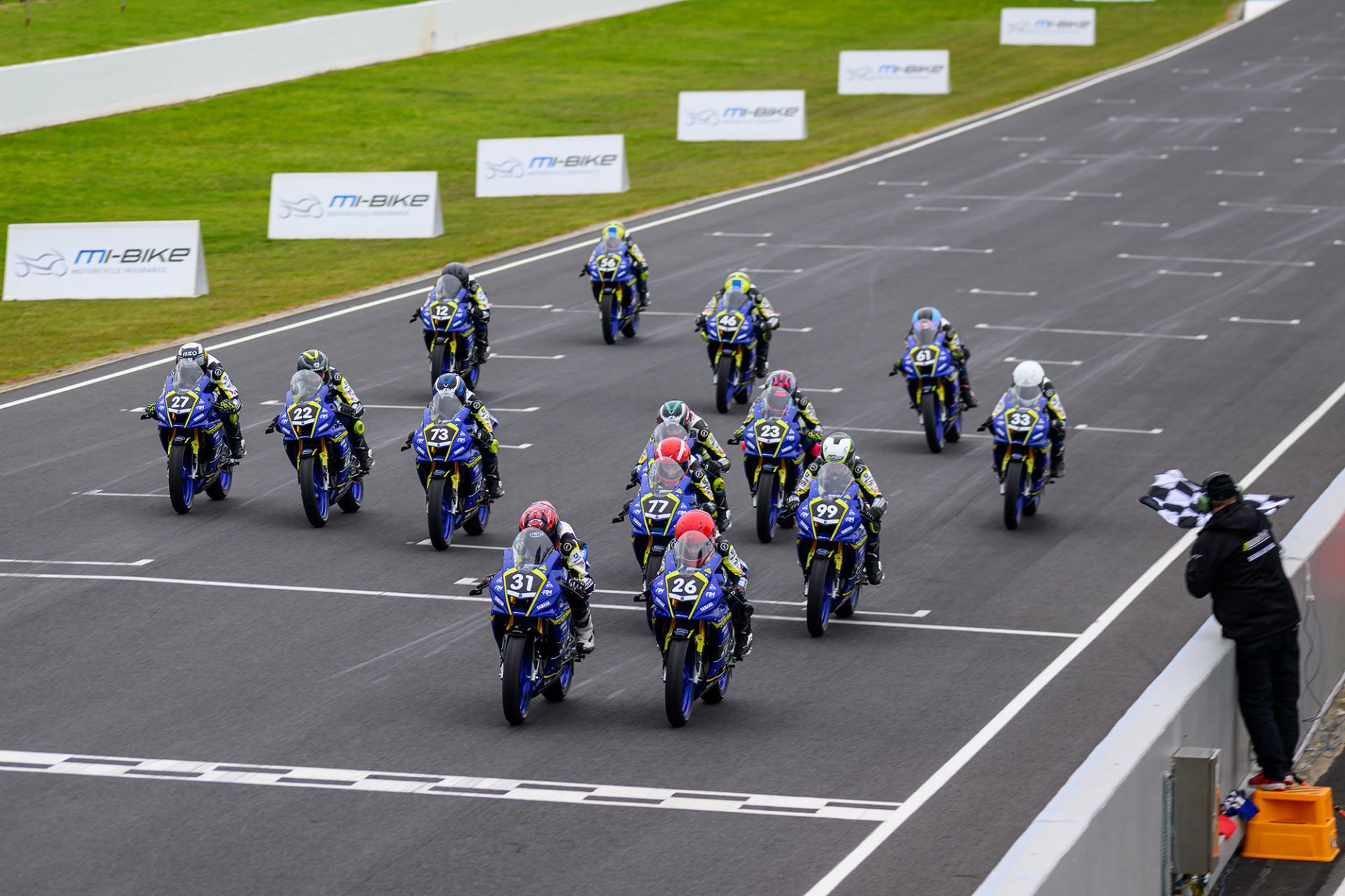 The race two finish, with wildcard Lucas Hyslop defeating Callum Campbell by 0.009 seconds