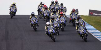 Race one on Saturday was as good as it gets, with the spoils going to Xavier Curmi (#82). Photo credit RbMotoLens