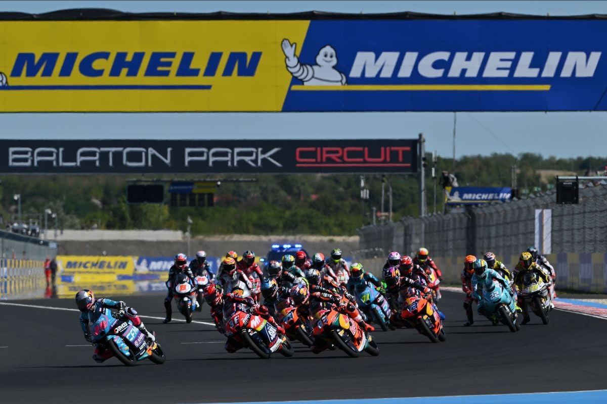 Moto3 race start at Balaton Park. Photo courtesy Dorna.