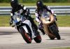 Two students riding during a Sportbike track day. Photo by SPImages.