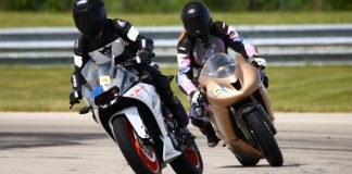 Two students riding during a Sportbike track day. Photo by SPImages.