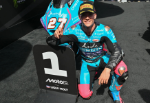 Daniel Holgado in Parc fermé after taking pole position at Montmelo. Photo courtesy Dorna.