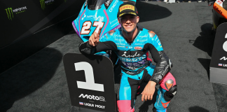 Daniel Holgado in Parc fermé after taking pole position at Montmelo. Photo courtesy Dorna.