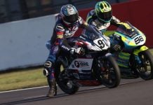 Josh Raymond Jr (91) makes an aggressive pass on Mason Foster (88). Photo courtesy R+G British talent cup.
