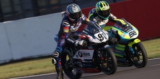 Josh Raymond Jr (91) makes an aggressive pass on Mason Foster (88). Photo courtesy R+G British talent cup.