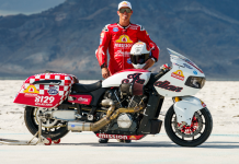 Indian Motorcycle's Tyler O'Hara at Bonneville Salt Flats. Photo courtesy Indian Motorcycle Racing.