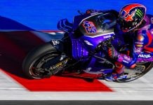 Jack Miller testing Yamaha‘s YZR-M1 V4 Prototype at Misano. Photo courtesy Yamaha Motor Racing Srl