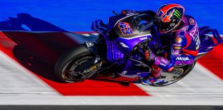 Jack Miller testing Yamaha‘s YZR-M1 V4 Prototype at Misano. Photo courtesy Yamaha Motor Racing Srl