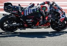 Marco Bezzecchi (72) at Mandalika. Photo courtesy Aprilia Racing.