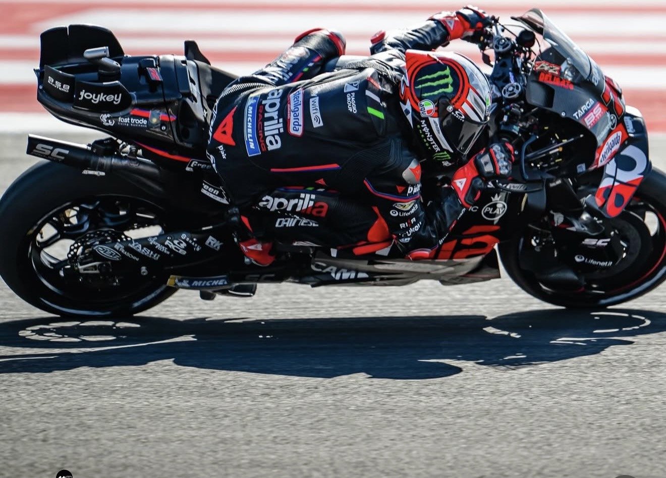 Marco Bezzecchi (72) at Mandalika. Photo courtesy Aprilia Racing.