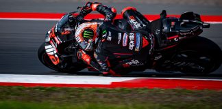 Marco Bezzecchi (72) at Mandalika. Photo courtesy Aprilia Racing.