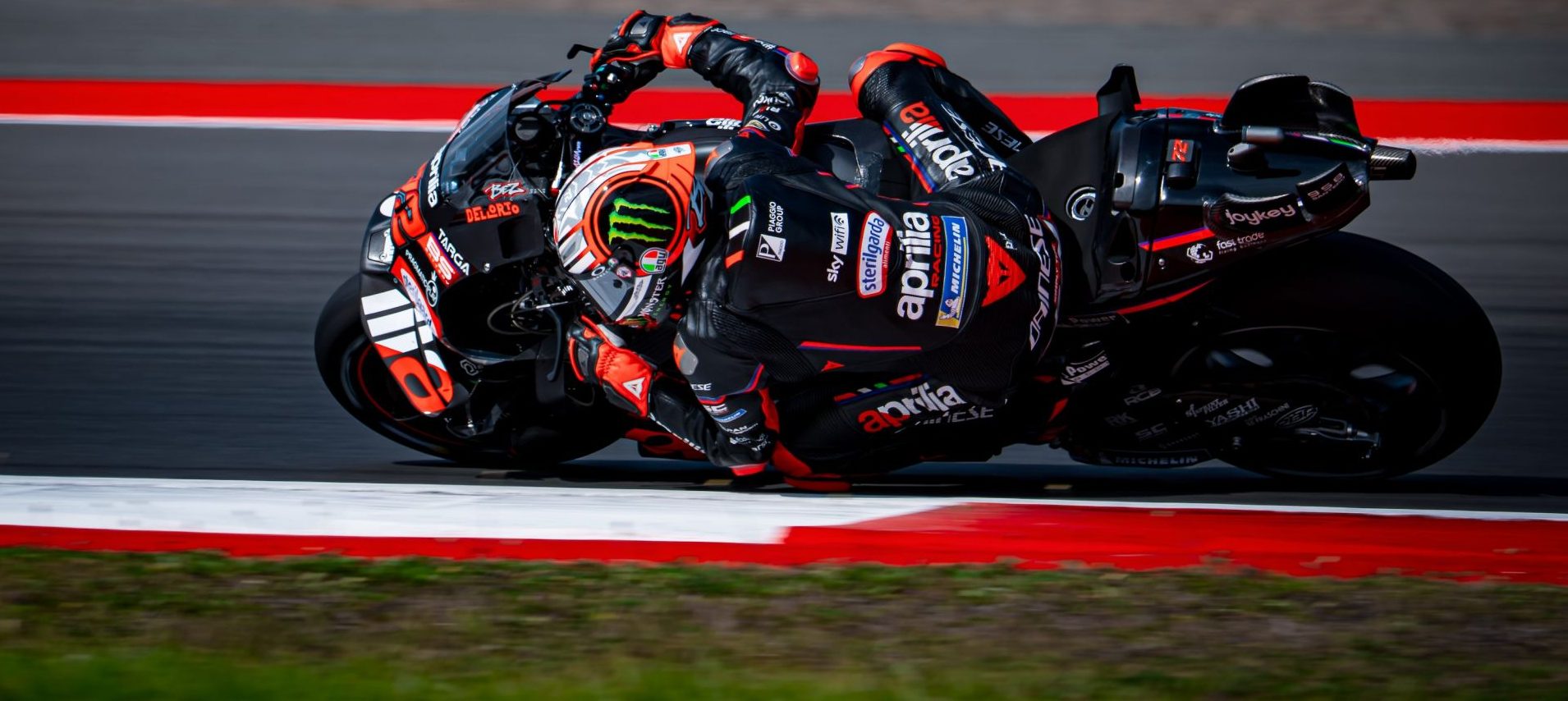 Marco Bezzecchi (72) at Mandalika. Photo courtesy Aprilia Racing.