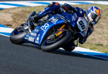 Bobby Fong (50) at Estoril, in Portugal. Photo courtesy Yamaha Motor Corp., USA.