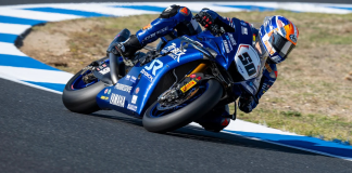 Bobby Fong (50) at Estoril, in Portugal. Photo courtesy Yamaha Motor Corp., USA.