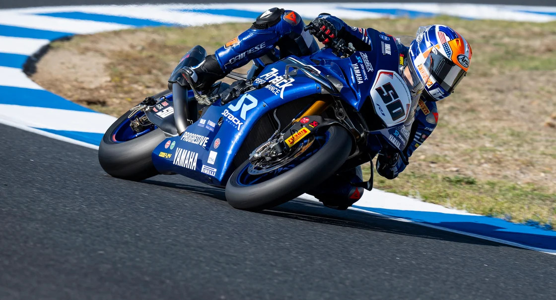 Bobby Fong (50) at Estoril, in Portugal. Photo courtesy Yamaha Motor Corp., USA.