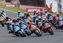Moto2 race start. Photo courtesy Dorna.