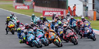 Moto2 race start. Photo courtesy Dorna.
