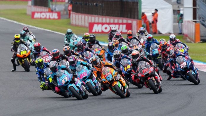 Moto2 race start. Photo courtesy Dorna.