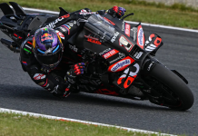 Jorge Martin (1) during the practice session at Motegi. Photo courtesy Dorna.