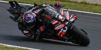 Jorge Martin (1) during the practice session at Motegi. Photo courtesy Dorna.