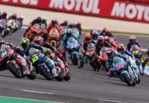 Moto2 race start at Phillip Island. Photo courtesy Dorna.