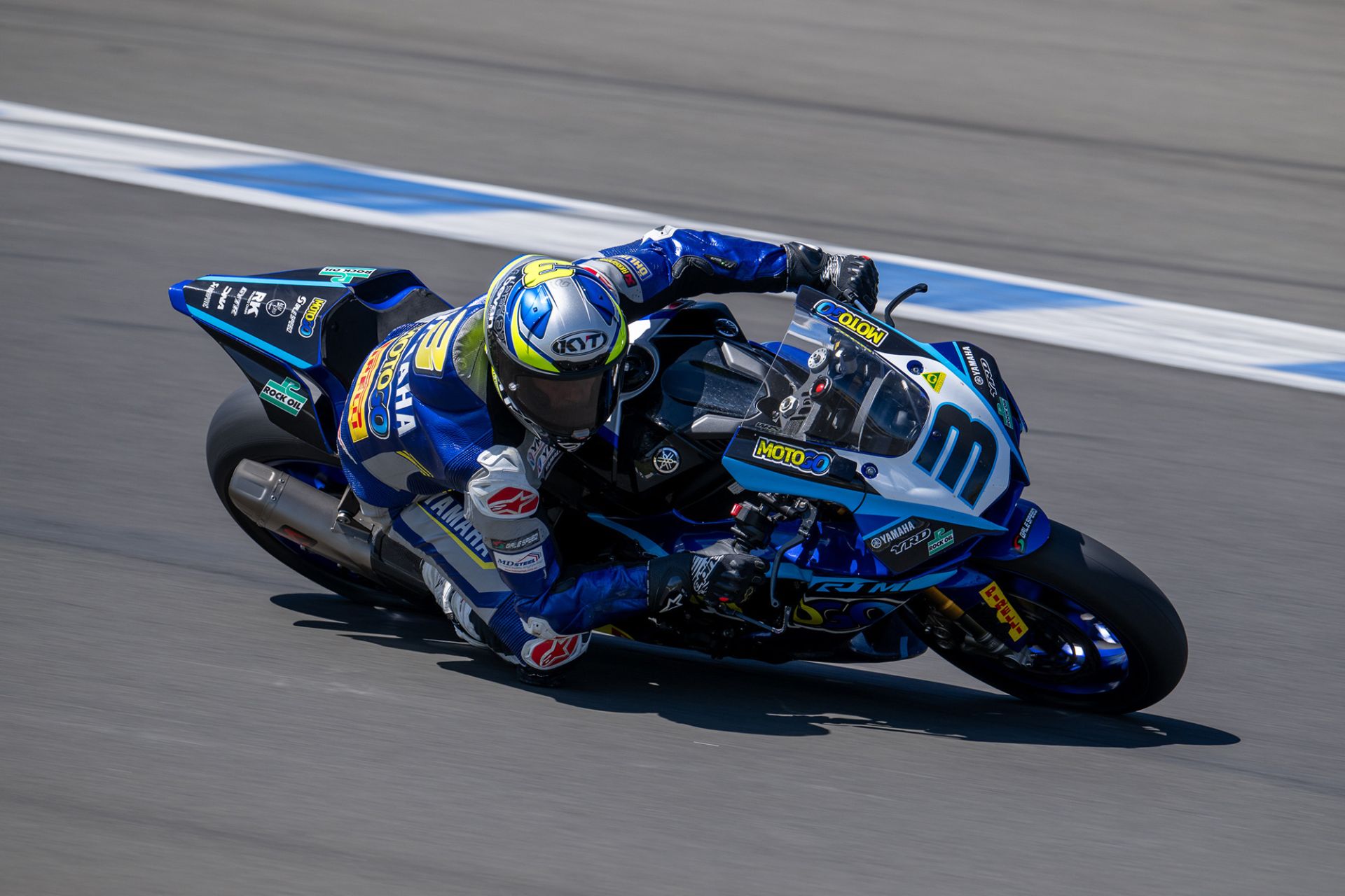 Cameron Dunker's in the SW-Motech Superbike groove on his MotoGo Yamaha. Image: RbMotoLens