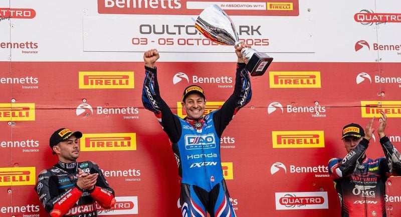 Brookes back on top to win dramatic Bennetts BSB opener at Oulton Park. Photo courtesy BSB