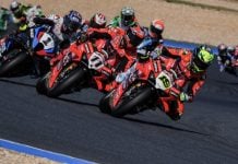 World Superbike race start at Estoril. Photo courtesy Dorna.