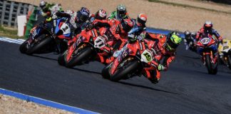 World Superbike race start at Estoril. Photo courtesy Dorna.