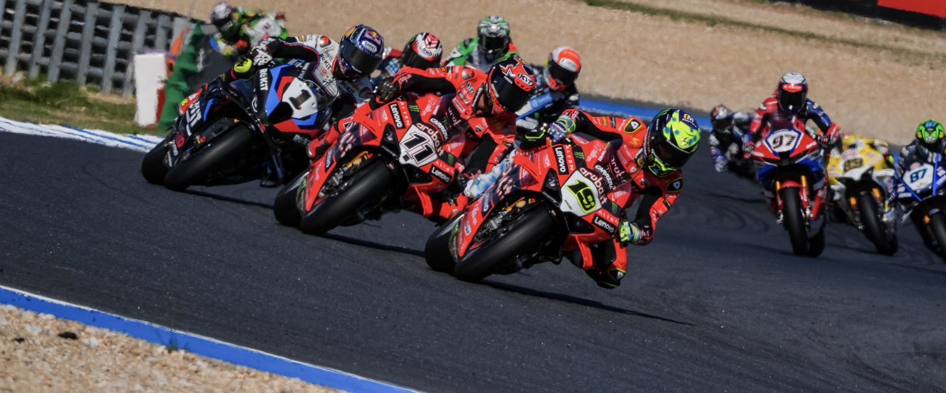 World Superbike race start at Estoril. Photo courtesy Dorna.