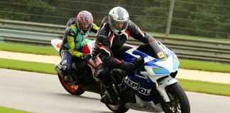 Two students during a SportBike Track Time event. Photo by US129Photos