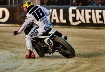 Max Whale (18) at the Royal Enfield Short Track at DAYTONA II event in 2025. Photo credit Tim Lester for American Flat Track
