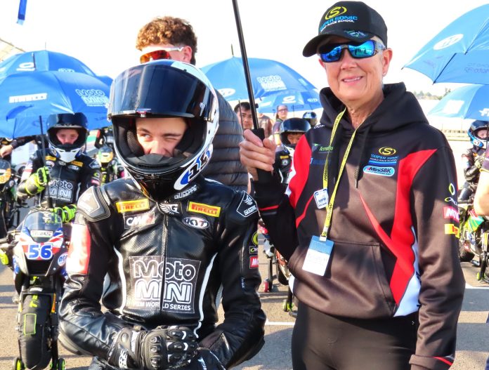 2025 MotoMini World Championships Valenvia Ohvale 160 Q grid Canadian Champ Jager STockill and Team Canada Captain Toni Sharpless by CF Nov 13