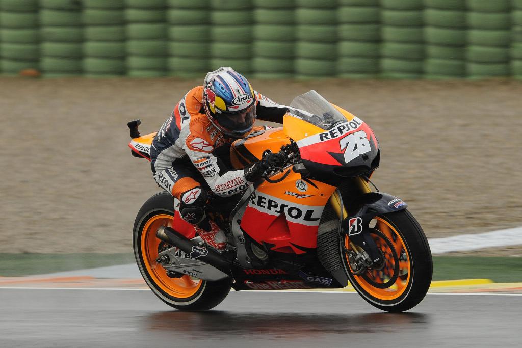 Pedrosa Quickest In Damp-But-Drying MototGP Free Practice Three At Valencia