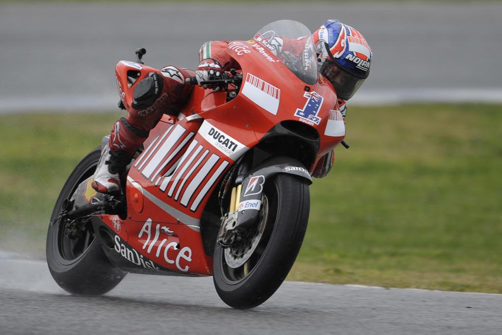 Stoner Quickest In Rain-affected MotoGP Test Sunday Morning At Jerez