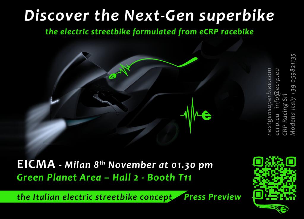 CRP To Unveil Prototype Electric Superbike For The Street November 8 At EICMA Show