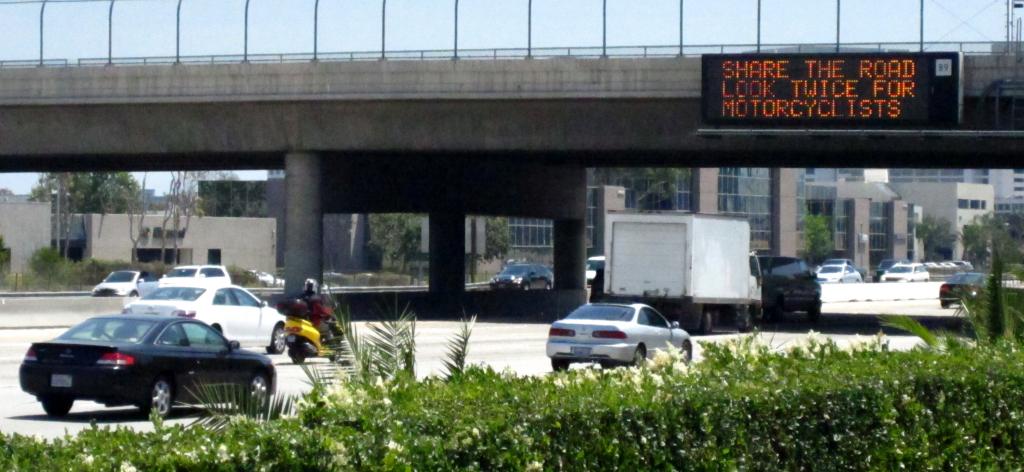 Motorcycle Safety Awareness Messages Being Displayed By 700 Freeway Signs In California