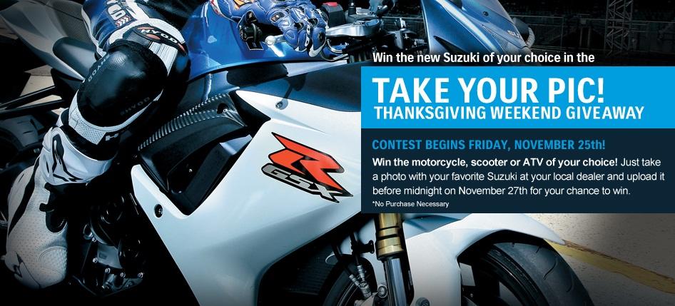 This Coming Holiday Weekend Only: Your Chance To Win The Suzuki Motorcycle Of Your Dreams!